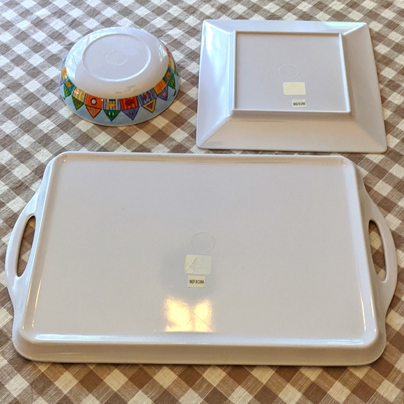 Christopher Vine Beach Cabanas Melamine Serving Set 3 Piece Rare Hard To Find - Picture 5 of 5